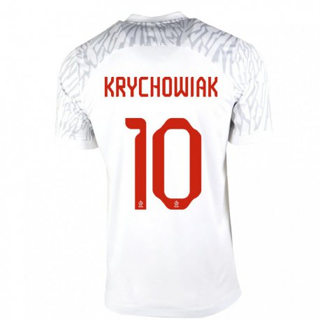 Kandiny Herren Polnische Grzegorz Krychowiak #10 Weiß Heimtrikot Trikot 22-24 T-shirt