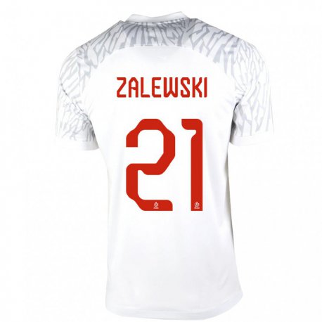 Kandiny Herren Polnische Nicola Zalewski #21 Weiß Heimtrikot Trikot 22-24 T-shirt