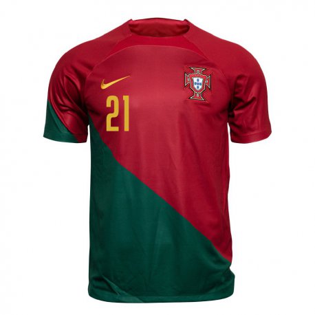 Kandiny Herren Portugiesische Ricardo Horta #21 Rot Grün Heimtrikot Trikot 22-24 T-shirt
