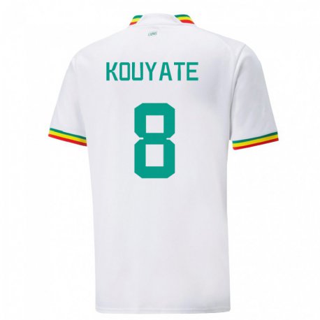 Kandiny Herren Senegalesische Cheikhou Kouyate #8 Weiß Heimtrikot Trikot 22-24 T-shirt