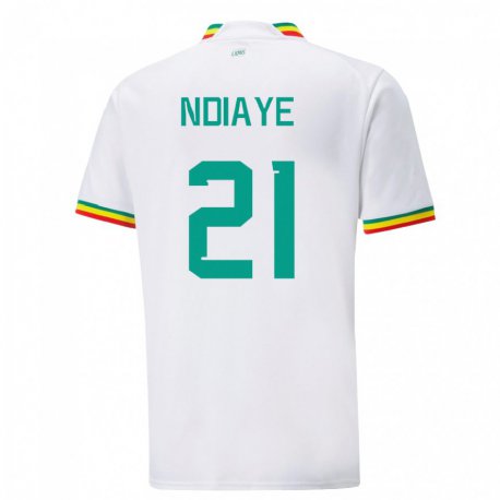 Kandiny Herren Senegalesische Iliman Ndiaye #21 Weiß Heimtrikot Trikot 22-24 T-shirt