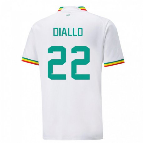 Kandiny Herren Senegalesische Abdou Diallo #22 Weiß Heimtrikot Trikot 22-24 T-shirt