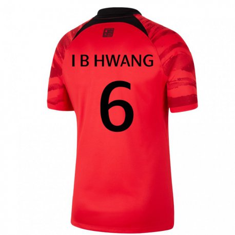 Kandiny Herren Südkoreanische In-beom Hwang #6 Rot Schwarz Heimtrikot Trikot 22-24 T-shirt