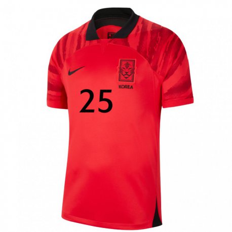Kandiny Herren Südkoreanische Woo-yeong Jeong #25 Rot Schwarz Heimtrikot Trikot 22-24 T-shirt