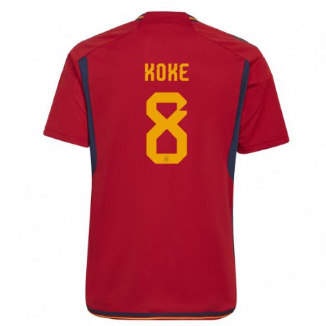 Kandiny Herren Spanische Koke #8 Rot Heimtrikot Trikot 22-24 T-shirt