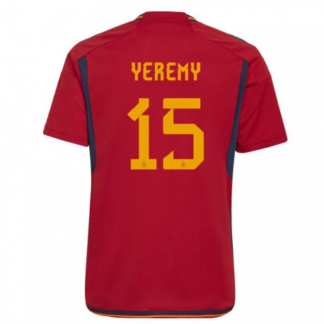 Kandiny Herren Spanische Yeremy Pino #15 Rot Heimtrikot Trikot 22-24 T-shirt