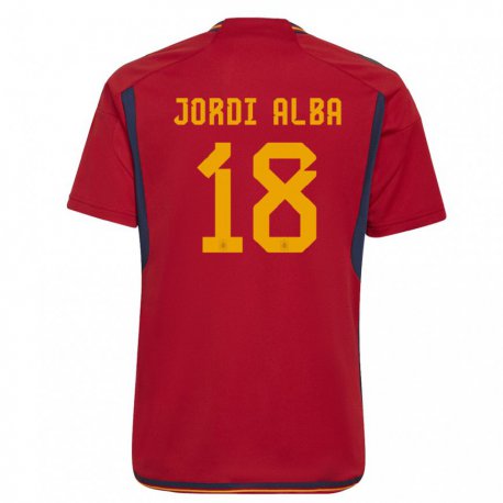 Kandiny Herren Spanische Jordi Alba #18 Rot Heimtrikot Trikot 22-24 T-shirt