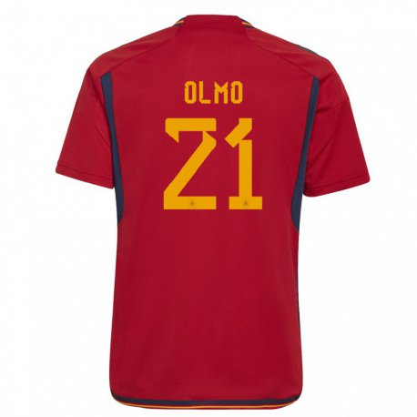 Kandiny Herren Spanische Dani Olmo #21 Rot Heimtrikot Trikot 22-24 T-shirt