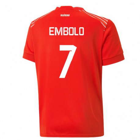 Kandiny Herren Schweizer Breel Embolo #7 Rot Heimtrikot Trikot 22-24 T-shirt