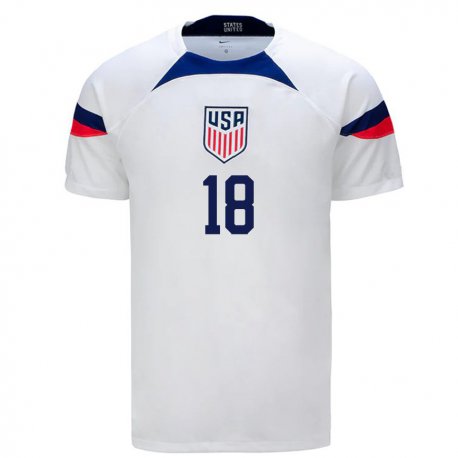 Kandiny Herren Us-amerikanische Ricardo Pepi #18 Weiß Heimtrikot Trikot 22-24 T-shirt