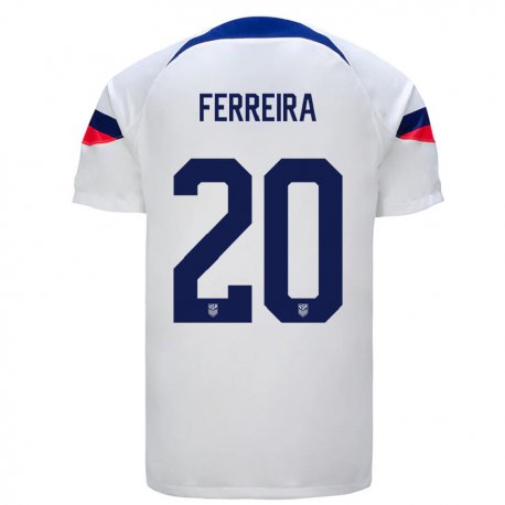 Kandiny Herren Us-amerikanische Jesus Ferreira #20 Weiß Heimtrikot Trikot 22-24 T-shirt