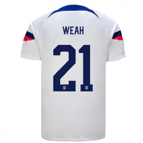 Kandiny Herren Us-amerikanische Timothy Weah #21 Weiß Heimtrikot Trikot 22-24 T-shirt