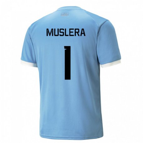 Kandiny Herren Uruguayische Fernando Muslera #1 Blau Heimtrikot Trikot 22-24 T-shirt