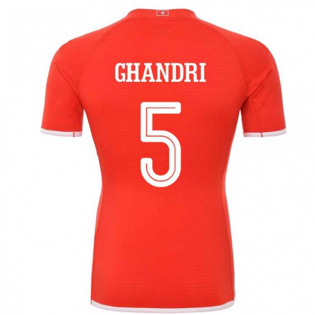 Kandiny Herren Tunesische Nader Ghandri #5 Rot Heimtrikot Trikot 22-24 T-shirt