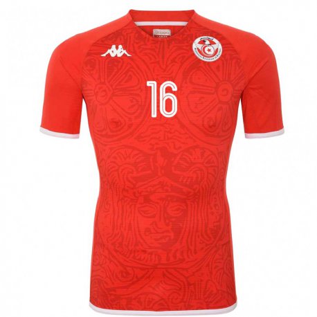 Kandiny Herren Tunesische Aymen Dahmen #16 Rot Heimtrikot Trikot 22-24 T-shirt