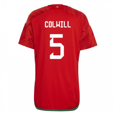Kandiny Herren Walisische Rubin Colwill #5 Rot Heimtrikot Trikot 22-24 T-shirt