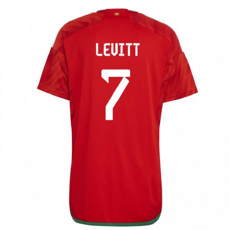 Kandiny Herren Walisische Dylan Levitt #7 Rot Heimtrikot Trikot 22-24 T-shirt