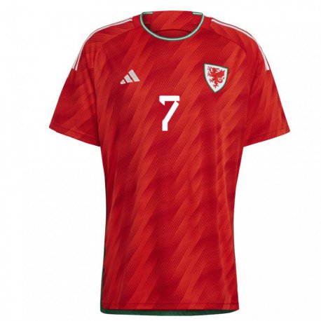 Kandiny Herren Walisische Dylan Levitt #7 Rot Heimtrikot Trikot 22-24 T-shirt