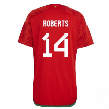 Kandiny Herren Walisische Connor Roberts #14 Rot Heimtrikot Trikot 22-24 T-shirt