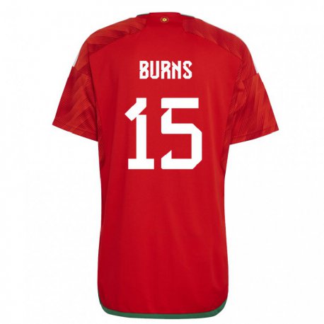 Kandiny Herren Walisische Wes Burns #15 Rot Heimtrikot Trikot 22-24 T-shirt