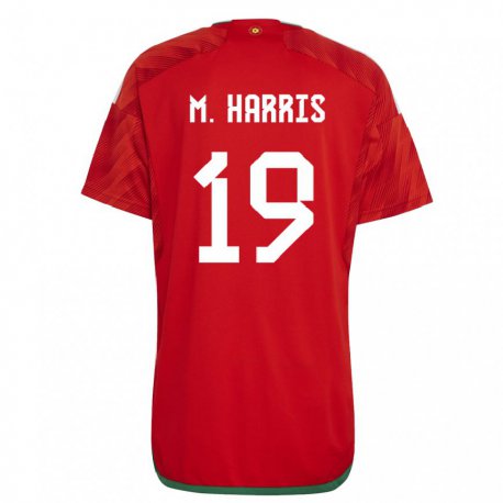 Kandiny Herren Walisische Mark Harris #19 Rot Heimtrikot Trikot 22-24 T-shirt