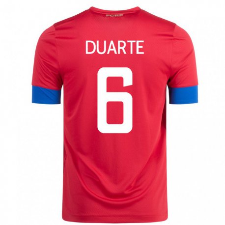 Kandiny Herren Costa-ricanische Oscar Duarte #6 Rot Heimtrikot Trikot 22-24 T-shirt