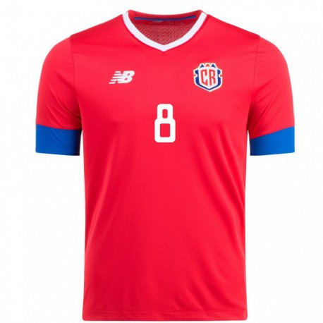 Kandiny Herren Costa-ricanische Bryan Oviedo #8 Rot Heimtrikot Trikot 22-24 T-shirt