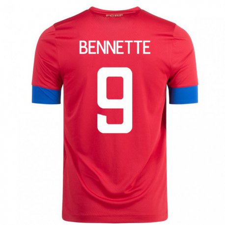 Kandiny Herren Costa-ricanische Jewison Bennette #9 Rot Heimtrikot Trikot 22-24 T-shirt