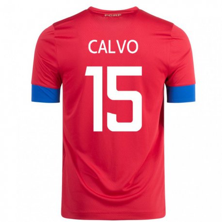 Kandiny Herren Costa-ricanische Francisco Calvo #15 Rot Heimtrikot Trikot 22-24 T-shirt