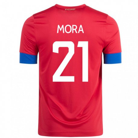 Kandiny Herren Costa-ricanische Carlos Mora #21 Rot Heimtrikot Trikot 22-24 T-shirt