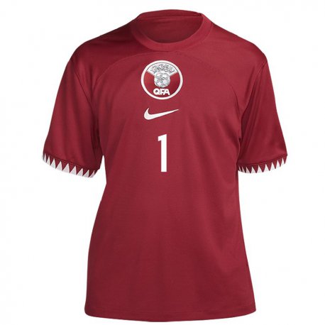 Kandiny Herren Katarische Saad Al Sheeb #1 Kastanienbraun Heimtrikot Trikot 22-24 T-shirt