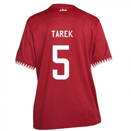 Kandiny Herren Katarische Tarek Salman #5 Kastanienbraun Heimtrikot Trikot 22-24 T-shirt