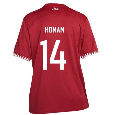 Kandiny Herren Katarische Homam Ahmed #14 Kastanienbraun Heimtrikot Trikot 22-24 T-shirt