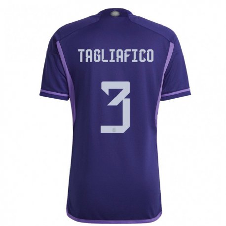 Kandiny Herren Argentinische Nicolas Tagliafico #3 Violett Auswärtstrikot Trikot 22-24 T-shirt