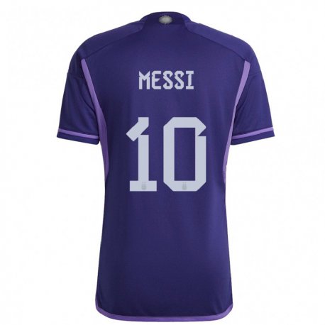 Kandiny Herren Argentinische Lionel Messi #10 Violett Auswärtstrikot Trikot 22-24 T-shirt
