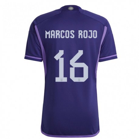 Kandiny Herren Argentinische Marcos Rojo #16 Violett Auswärtstrikot Trikot 22-24 T-shirt
