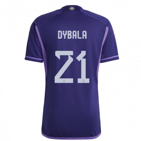 Kandiny Herren Argentinische Paulo Dybala #21 Violett Auswärtstrikot Trikot 22-24 T-shirt