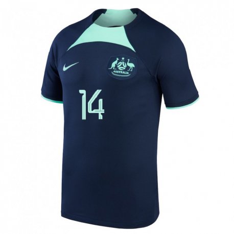 Kandiny Herren Australische Riley Mcgree #14 Dunkelblau Auswärtstrikot Trikot 22-24 T-shirt