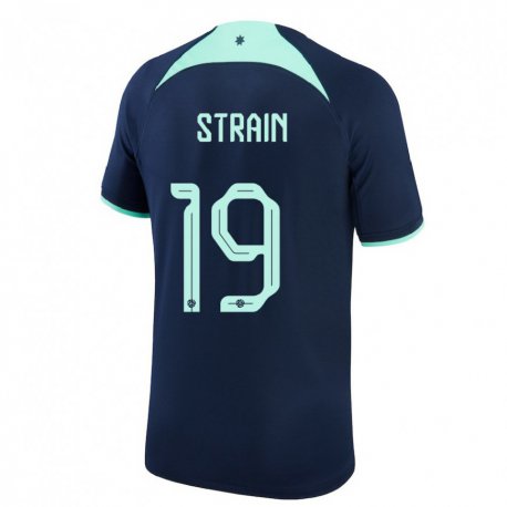 Kandiny Herren Australische Ryan Strain #19 Dunkelblau Auswärtstrikot Trikot 22-24 T-shirt