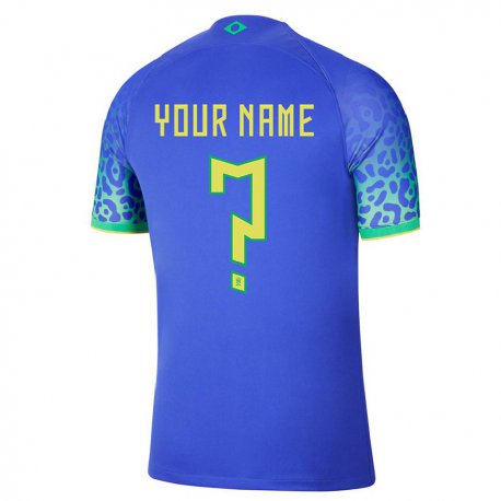 Kandiny Herren Brasilianische Ihren Namen #0 Blau Auswärtstrikot Trikot 22-24 T-shirt