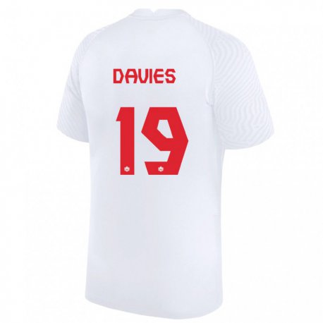 Kandiny Herren Kanadische Alphonso Davies #19 Weiß Auswärtstrikot Trikot 22-24 T-shirt