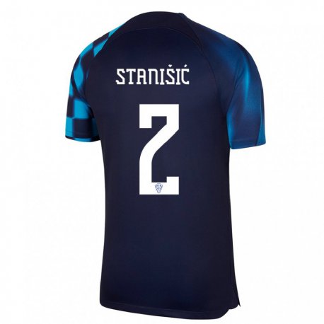 Kandiny Herren Kroatische Josip Stanisic #2 Dunkelblau Auswärtstrikot Trikot 22-24 T-shirt