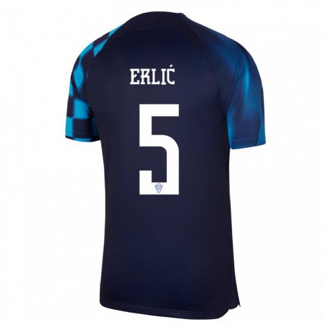 Kandiny Herren Kroatische Martin Erlic #5 Dunkelblau Auswärtstrikot Trikot 22-24 T-shirt