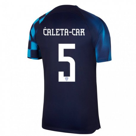 Kandiny Herren Kroatische Duje Caleta Car #5 Dunkelblau Auswärtstrikot Trikot 22-24 T-shirt