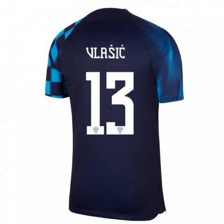 Kandiny Herren Kroatische Nikola Vlasic #13 Dunkelblau Auswärtstrikot Trikot 22-24 T-shirt