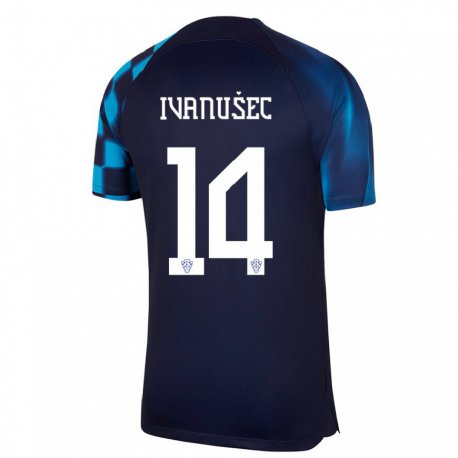 Kandiny Herren Kroatische Luka Ivanusec #14 Dunkelblau Auswärtstrikot Trikot 22-24 T-shirt