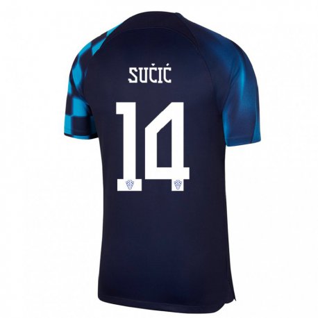 Kandiny Herren Kroatische Luka Sucic #14 Dunkelblau Auswärtstrikot Trikot 22-24 T-shirt