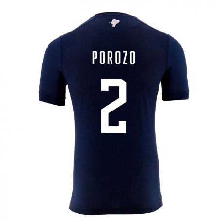 Kandiny Herren Ecuadorianische Jackson Porozo #2 Marineblau Auswärtstrikot Trikot 22-24 T-shirt