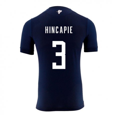 Kandiny Herren Ecuadorianische Piero Hincapie #3 Marineblau Auswärtstrikot Trikot 22-24 T-shirt