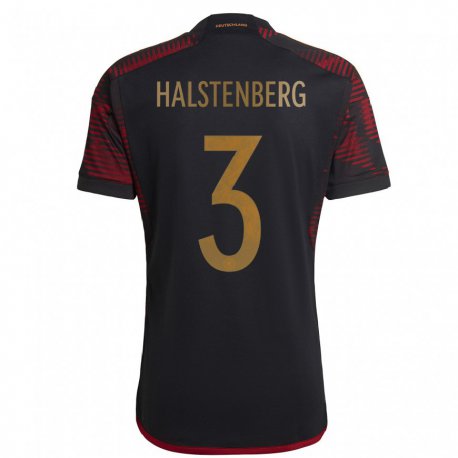 Kandiny Herren Deutsche Marcel Halstenberg #3 Schwarz Kastanienbraun Auswärtstrikot Trikot 22-24 T-shirt